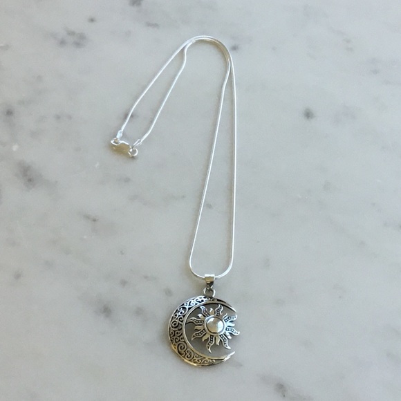 Sterling Silver Moon & Sun Necklace - Picture 3 of 16